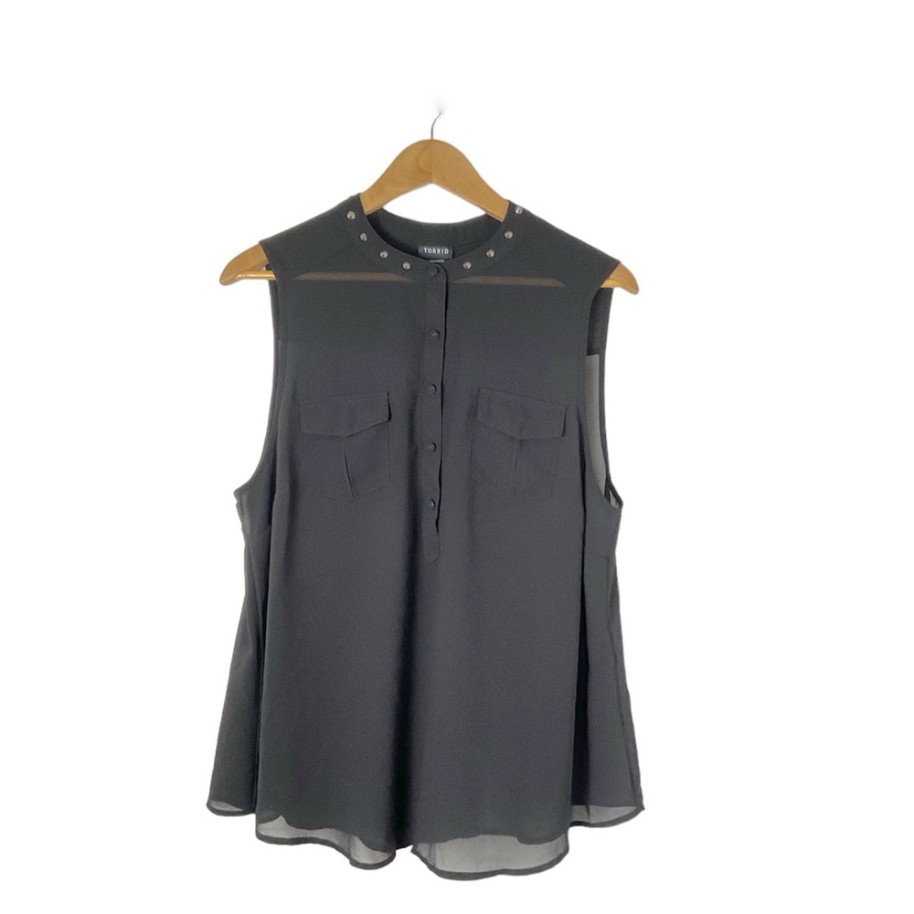 Torrid‎ Sleeveless Semi Sheer Tunic Top Size 0 Black